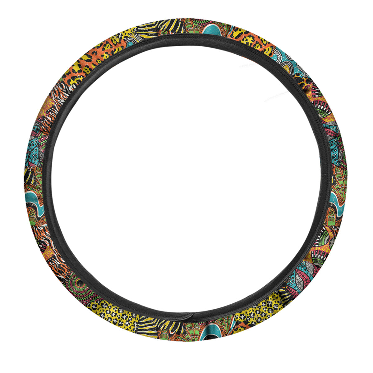 Traditional African And Wild Animal Skins Print Pattern Car Steering Wheel Cover-grizzshop