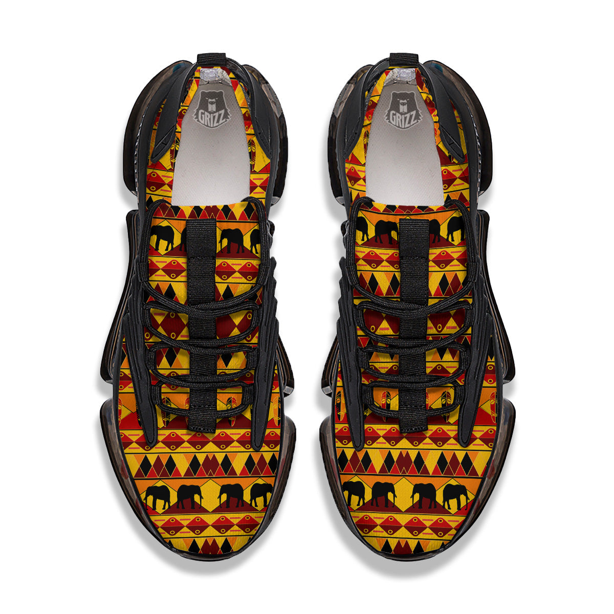 Traditional African Ethnic Print Pattern Black Gym Shoes-grizzshop