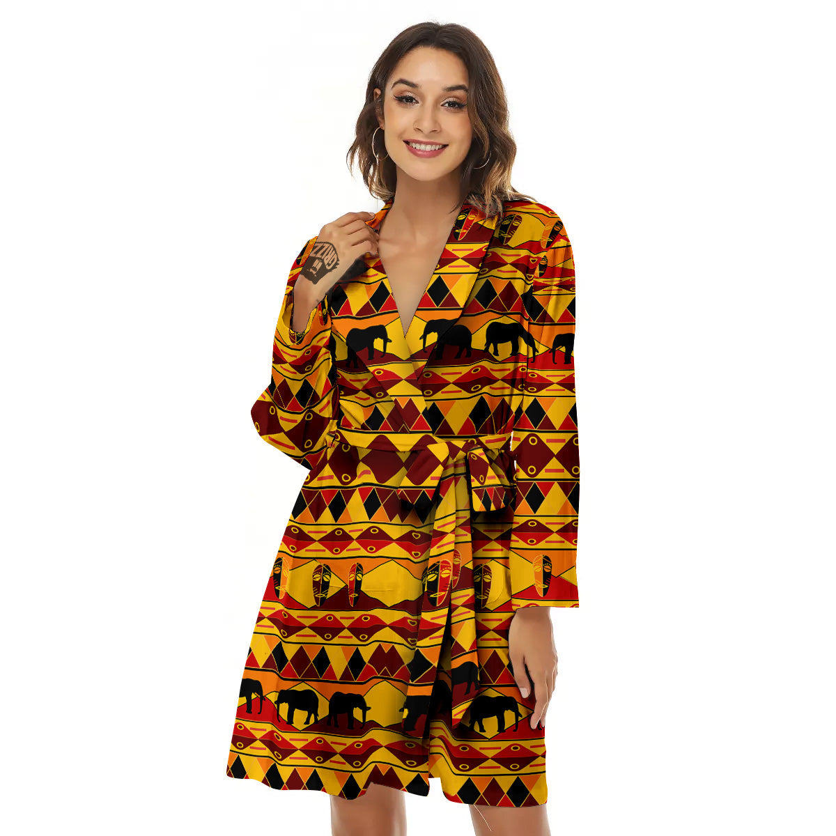 Traditional African Ethnic Print Pattern Women's Robe-grizzshop