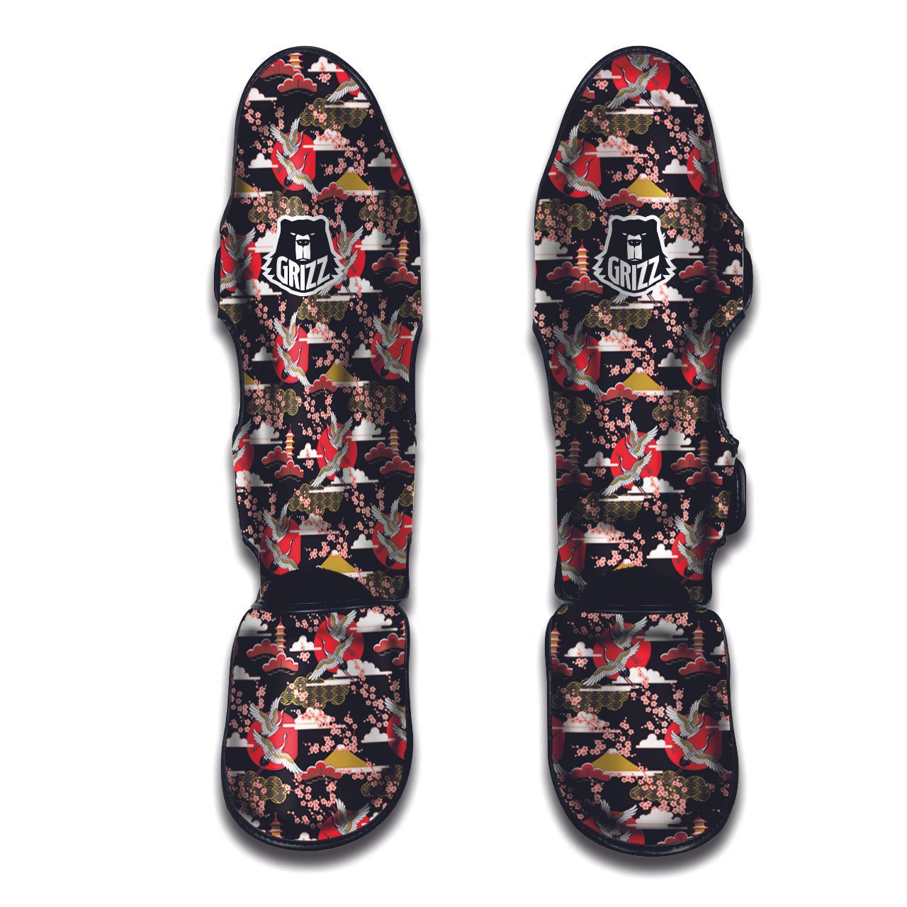 Merry Christmas Zigzag Print Pattern Muay Thai Shin Guards