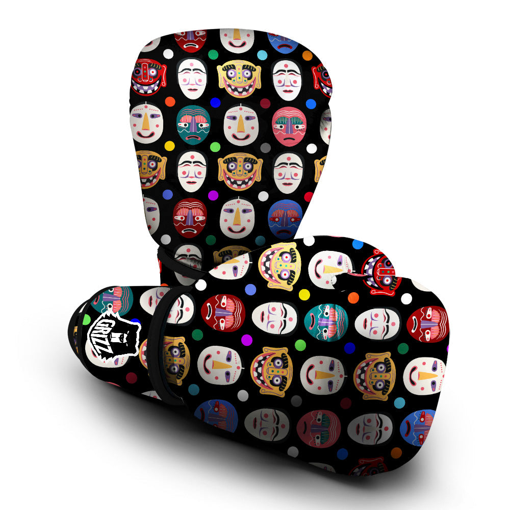 Traditional Korean Masks Print Pattern Boxing Gloves-grizzshop