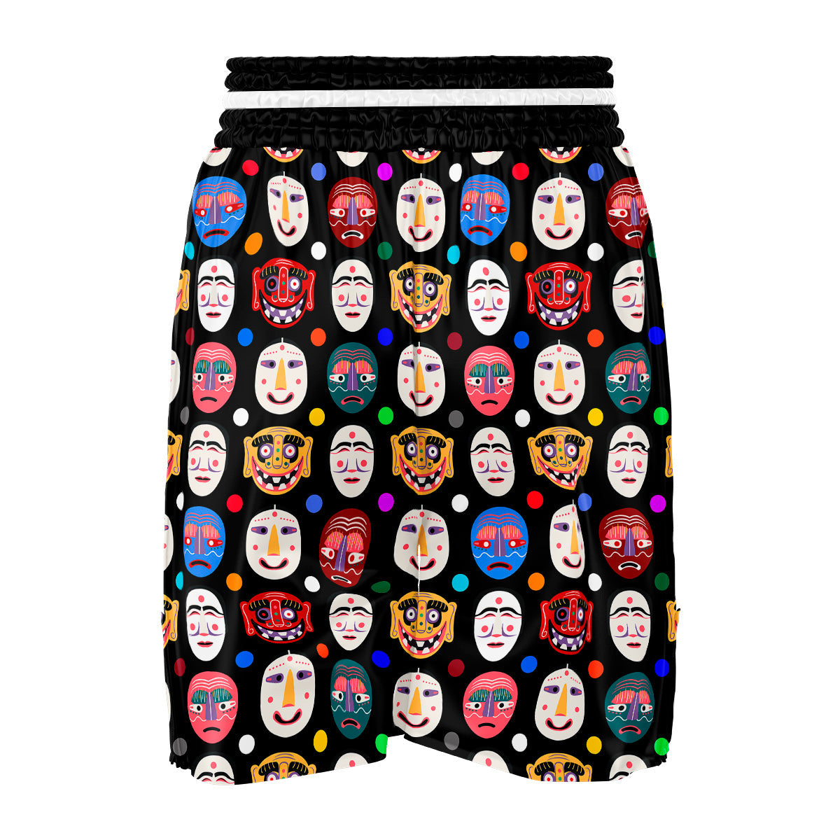 Traditional Korean Masks Print Pattern Boxing Shorts-grizzshop