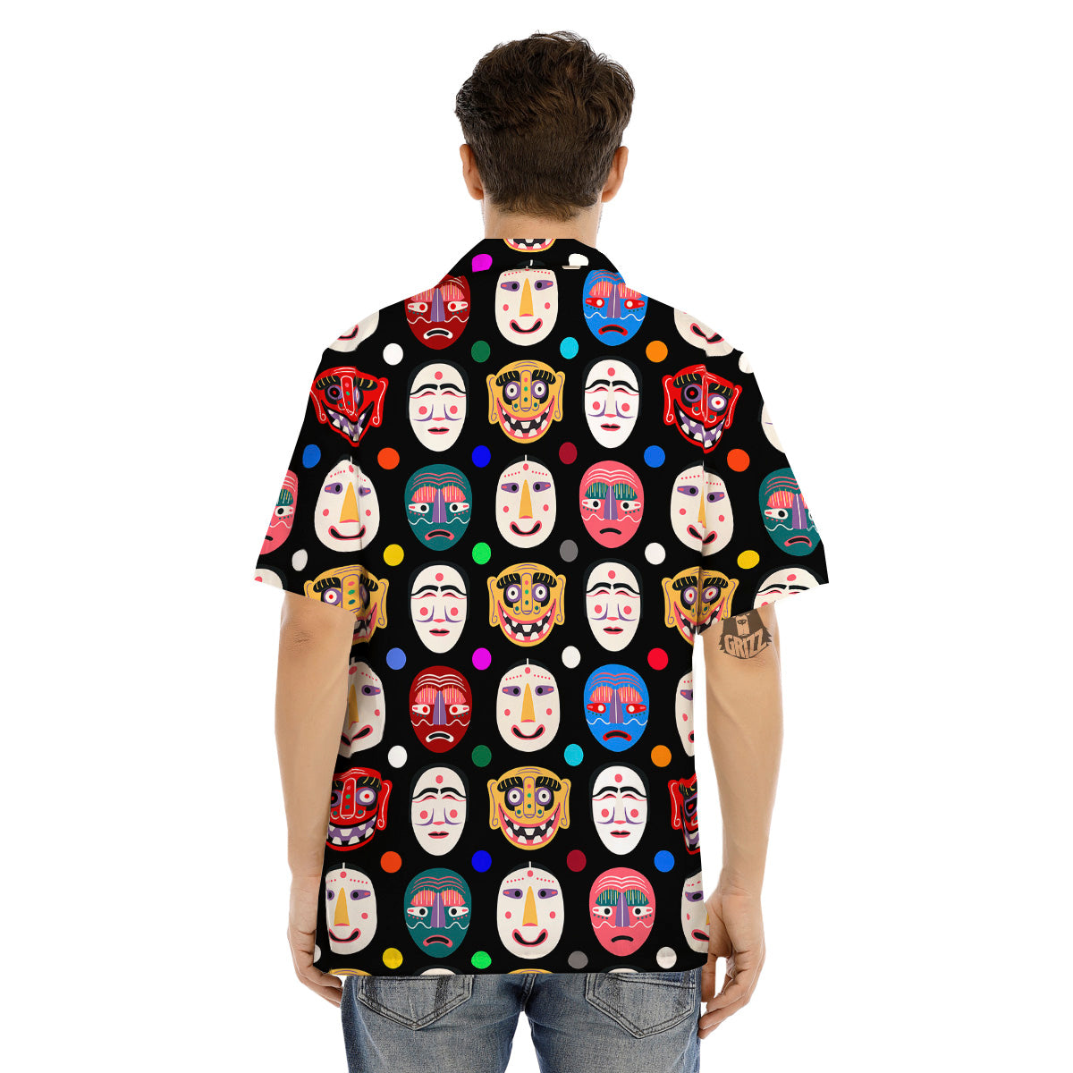 Traditional Korean Masks Print Pattern Men's Hawaiian Shirt-grizzshop