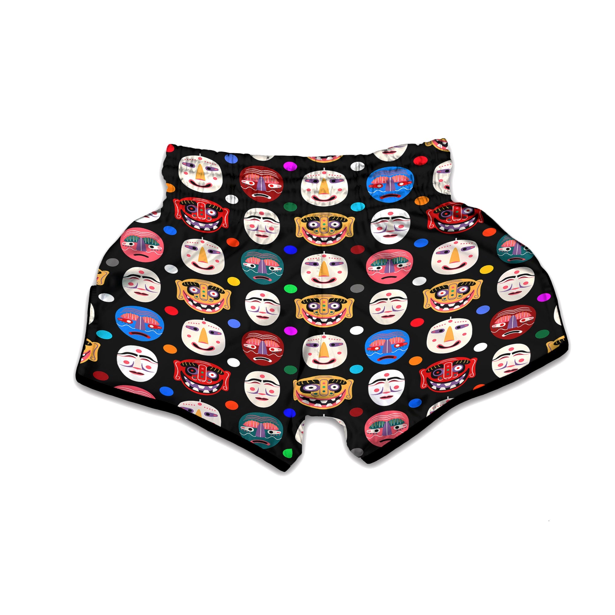 Traditional Korean Masks Print Pattern Muay Thai Boxing Shorts-grizzshop