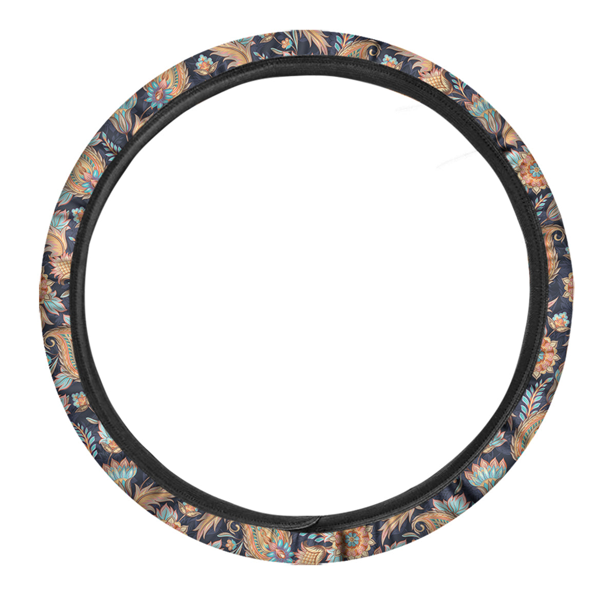 Traditional Oriental Paisley Print Pattern Car Steering Wheel Cover-grizzshop