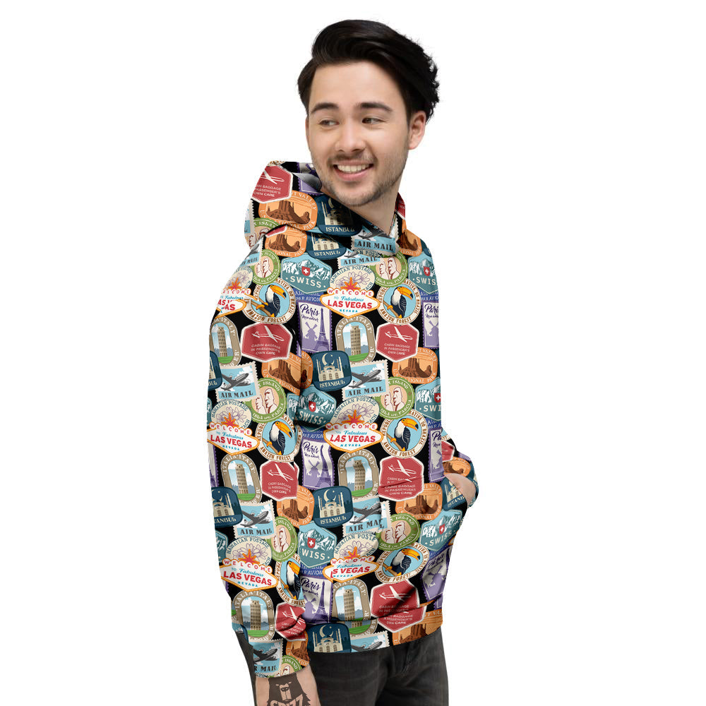 Travel Destinations Print Pattern Men's Hoodie-grizzshop