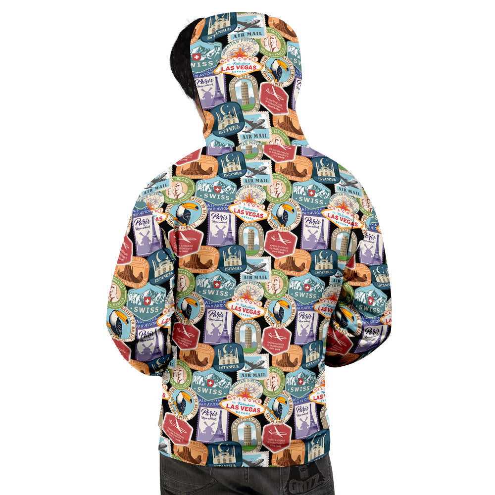 Travel Destinations Print Pattern Men's Hoodie-grizzshop