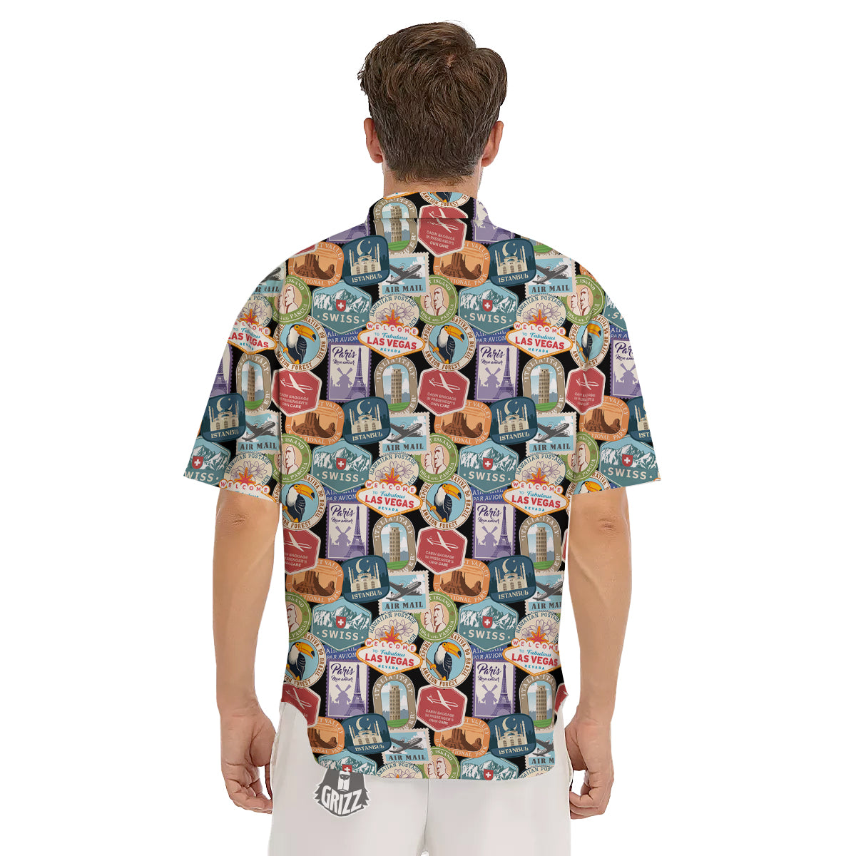 Travel Destinations Print Pattern Men's Short Sleeve Shirts-grizzshop