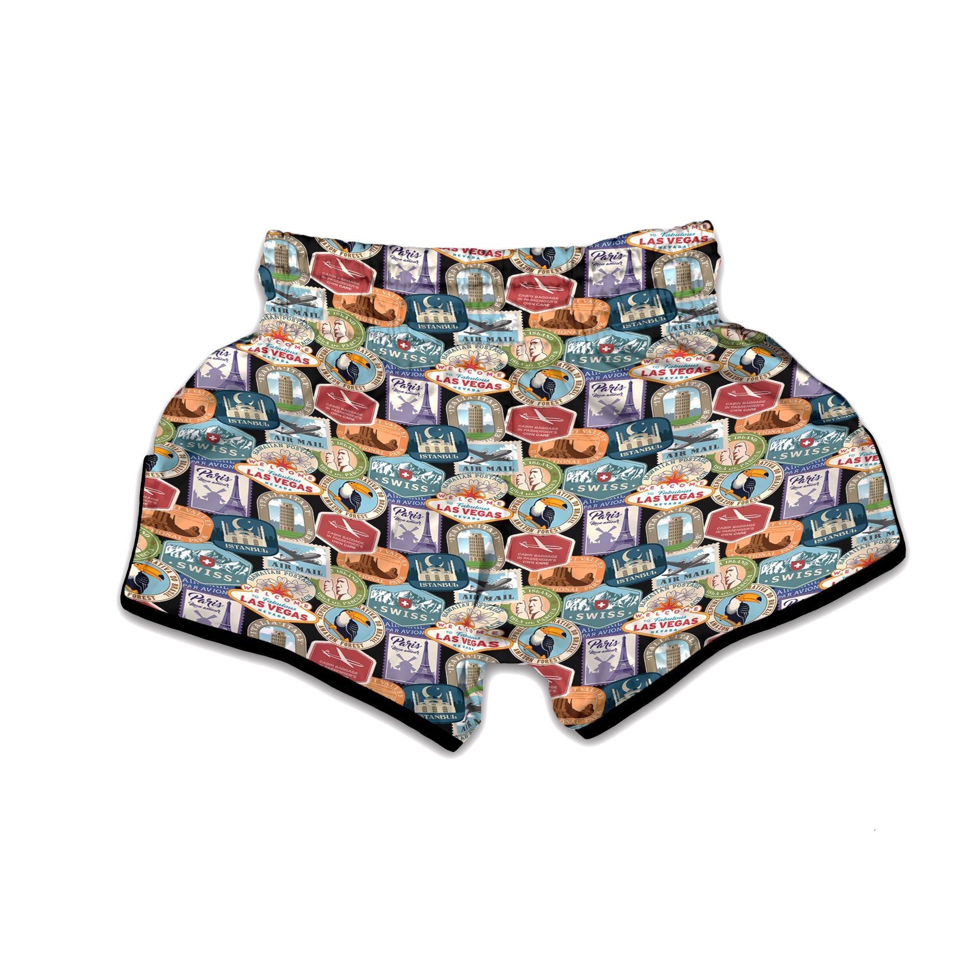 Travel Destinations Print Pattern Muay Thai Boxing Shorts-grizzshop