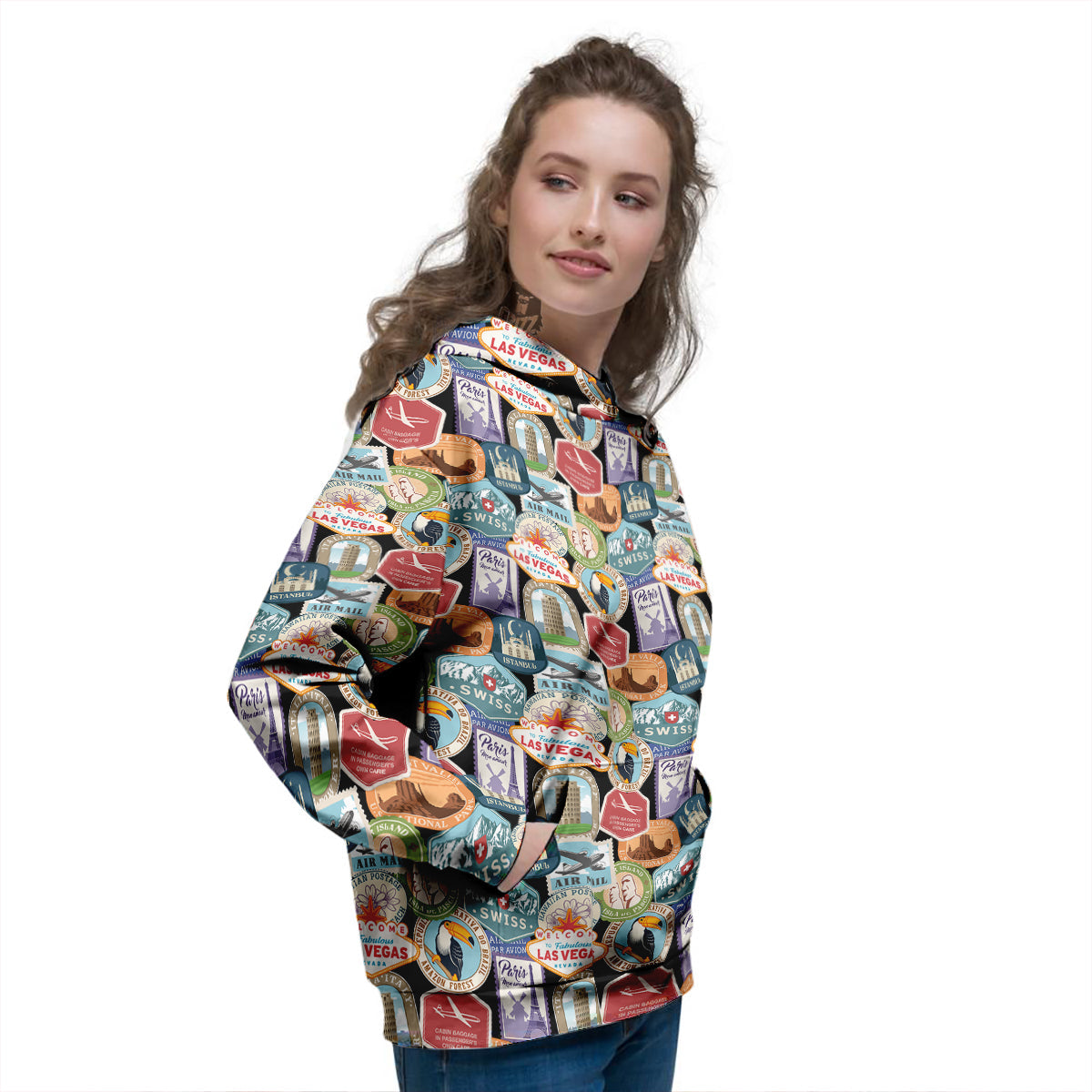 Travel Destinations Print Pattern Women's Hoodie-grizzshop