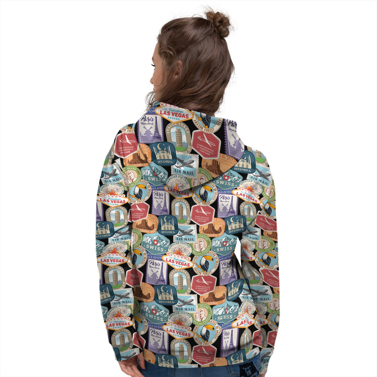 Travel Destinations Print Pattern Women's Hoodie-grizzshop