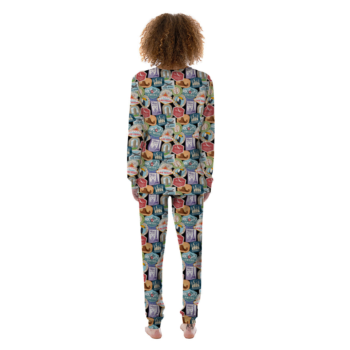 Travel Destinations Print Pattern Women's Pajamas-grizzshop