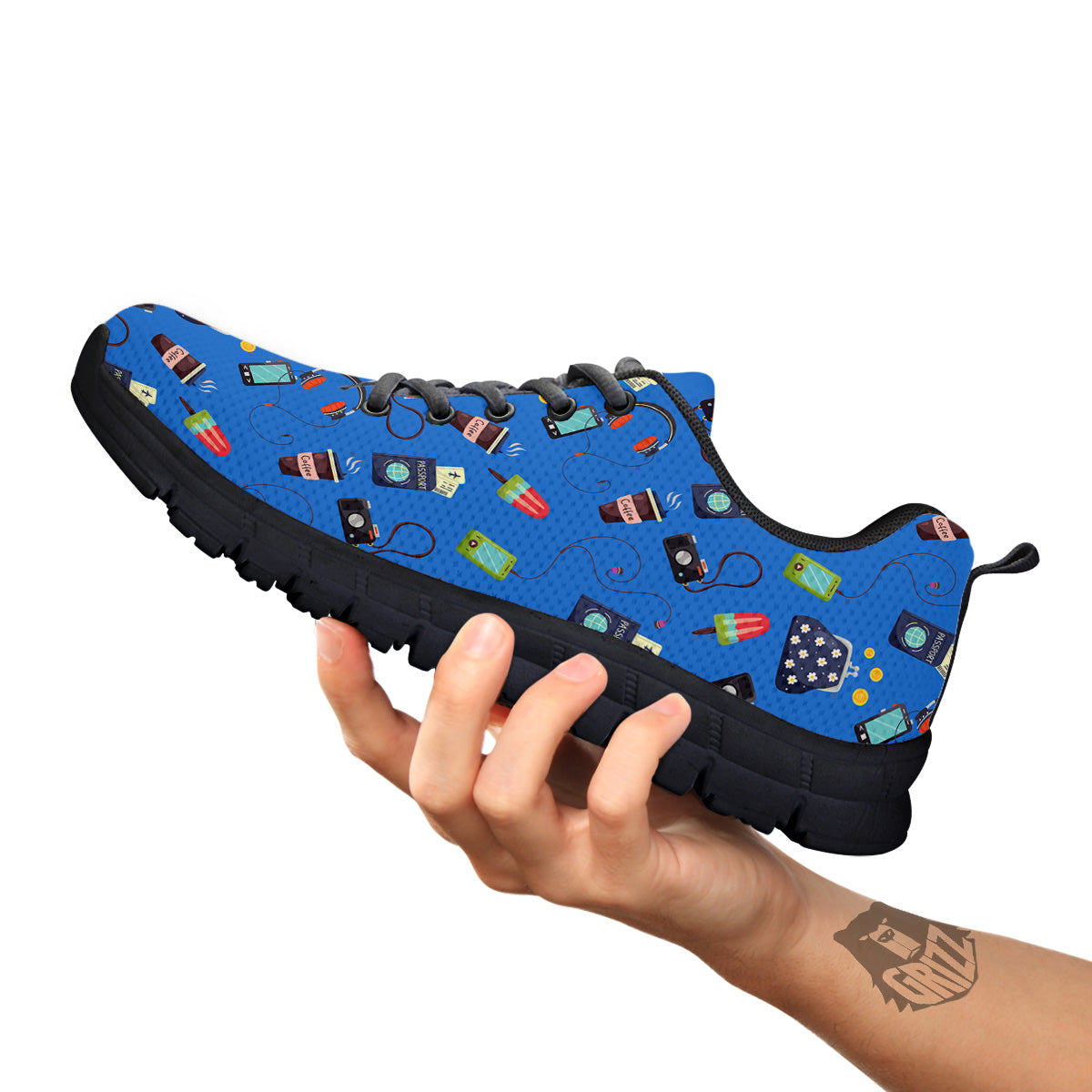 Travel Gear Vacation Print Pattern Black Sneaker-grizzshop