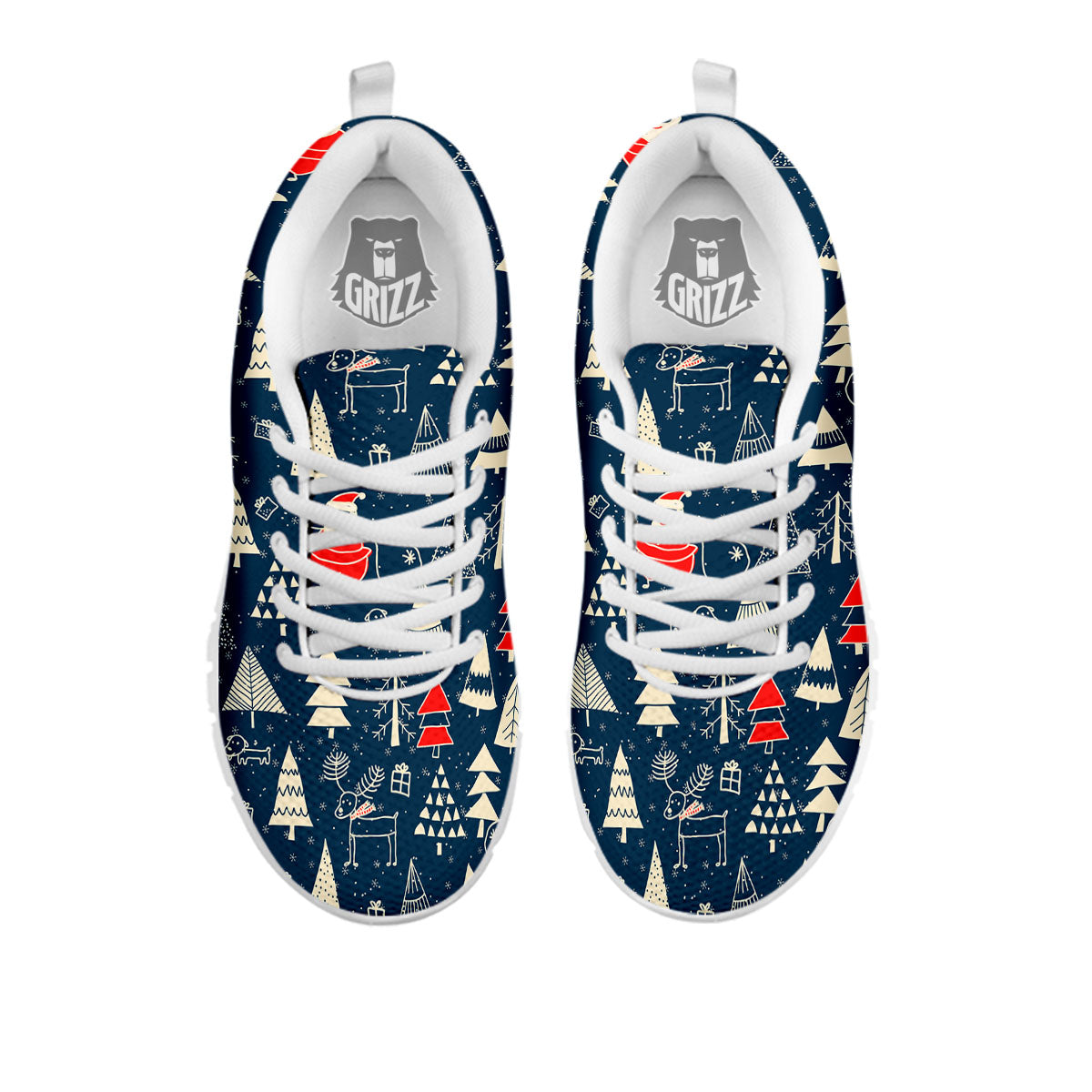 Tree Merry Christmas Print Pattern White Sneaker-grizzshop