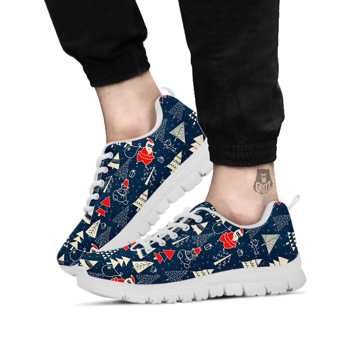 Tree Merry Christmas Print Pattern White Sneaker-grizzshop