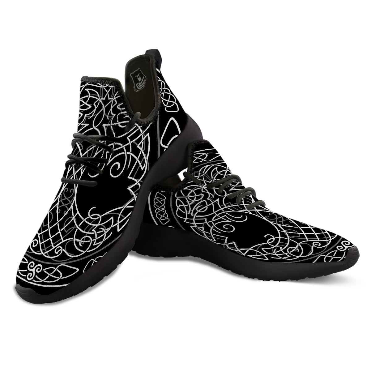 Tree Of Life Celtic Knot Print Black Athletic Shoes-grizzshop