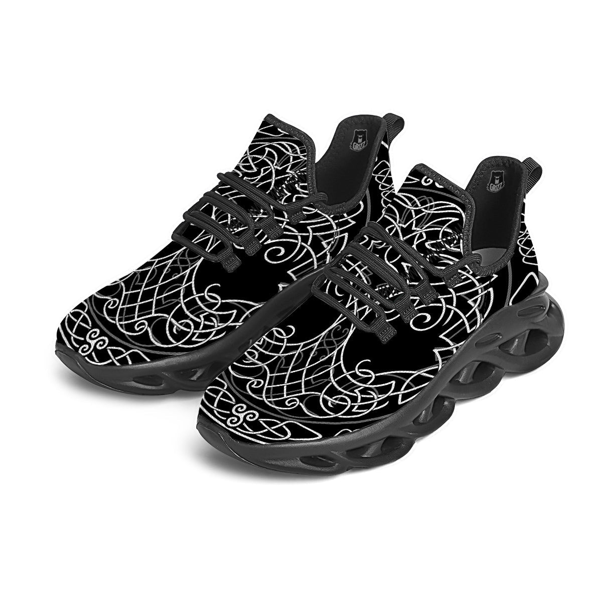 Tree Of Life Celtic Knot Print Black Running Shoes-grizzshop