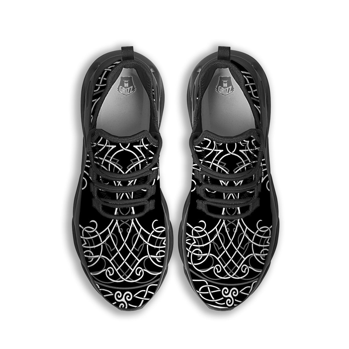 Tree Of Life Celtic Knot Print Black Running Shoes-grizzshop