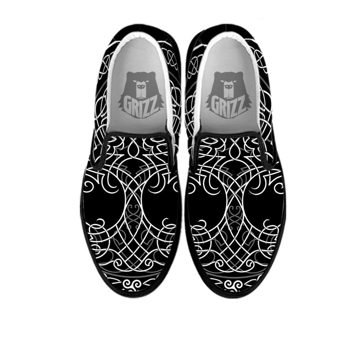 Tree Of Life Celtic Knot Print Black Slip On Shoes-grizzshop