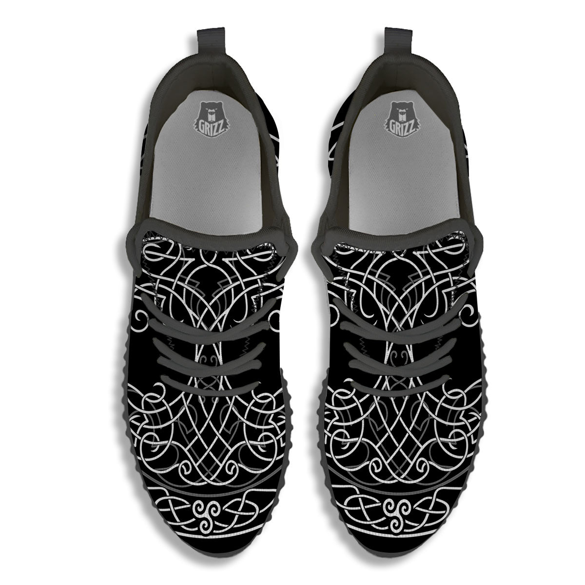 Tree Of Life Celtic Knot Print Black Walking Shoes-grizzshop