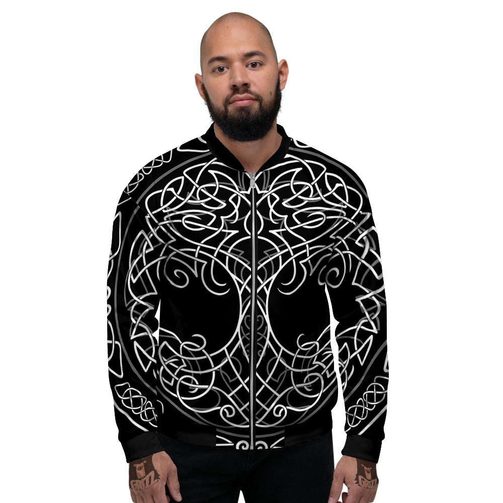 Tree Of Life Celtic Knot Print Men's Bomber Jacket-grizzshop
