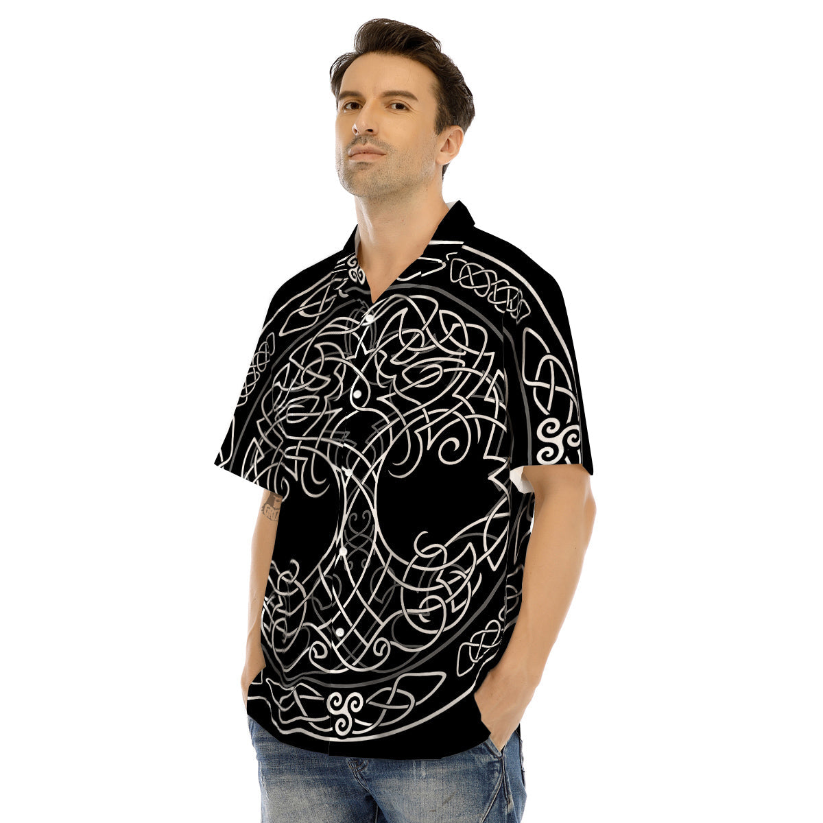 Tree Of Life Celtic Knot Print Men's Hawaiian Shirt-grizzshop