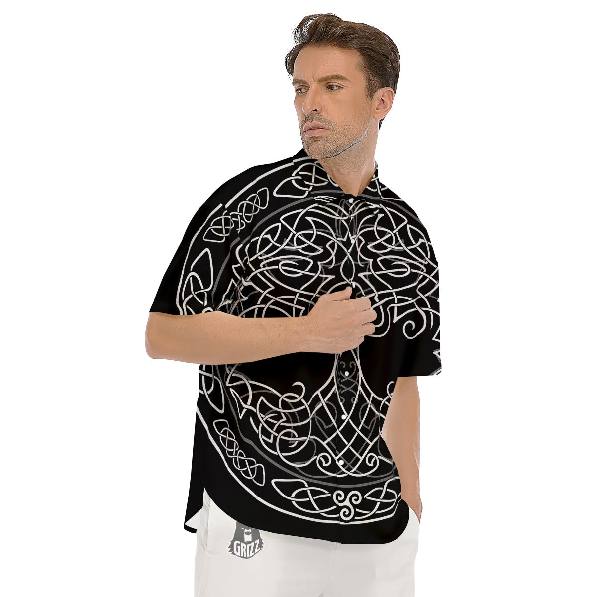 Tree Of Life Celtic Knot Print Men's Short Sleeve Shirts-grizzshop