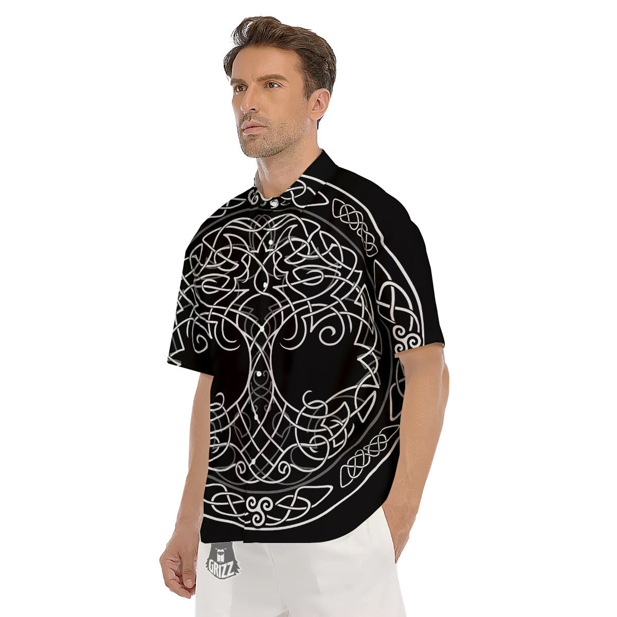 Tree Of Life Celtic Knot Print Men's Short Sleeve Shirts-grizzshop