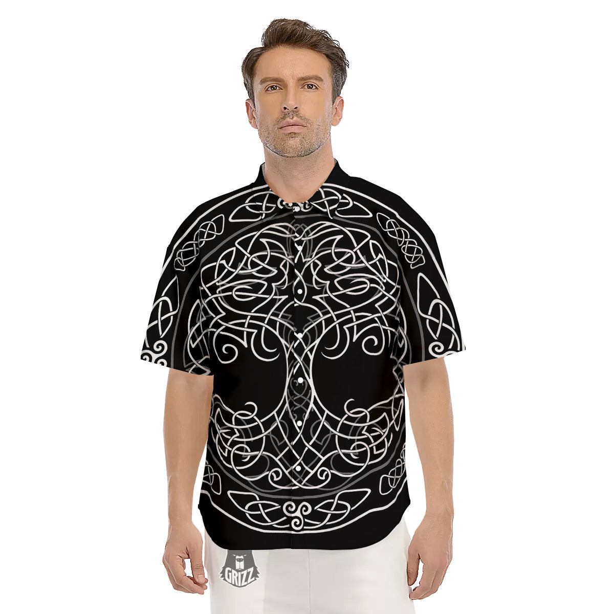 Tree Of Life Celtic Knot Print Men's Short Sleeve Shirts-grizzshop