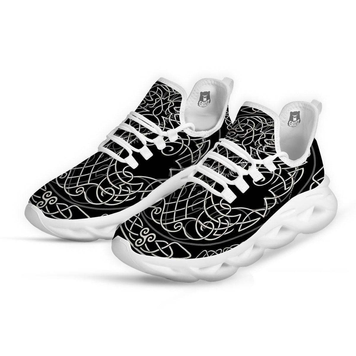 Tree Of Life Celtic Knot Print White Running Shoes-grizzshop