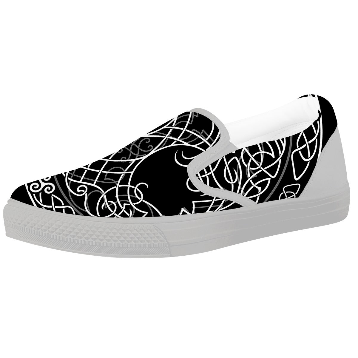 Tree Of Life Celtic Knot Print White Slip On Shoes-grizzshop