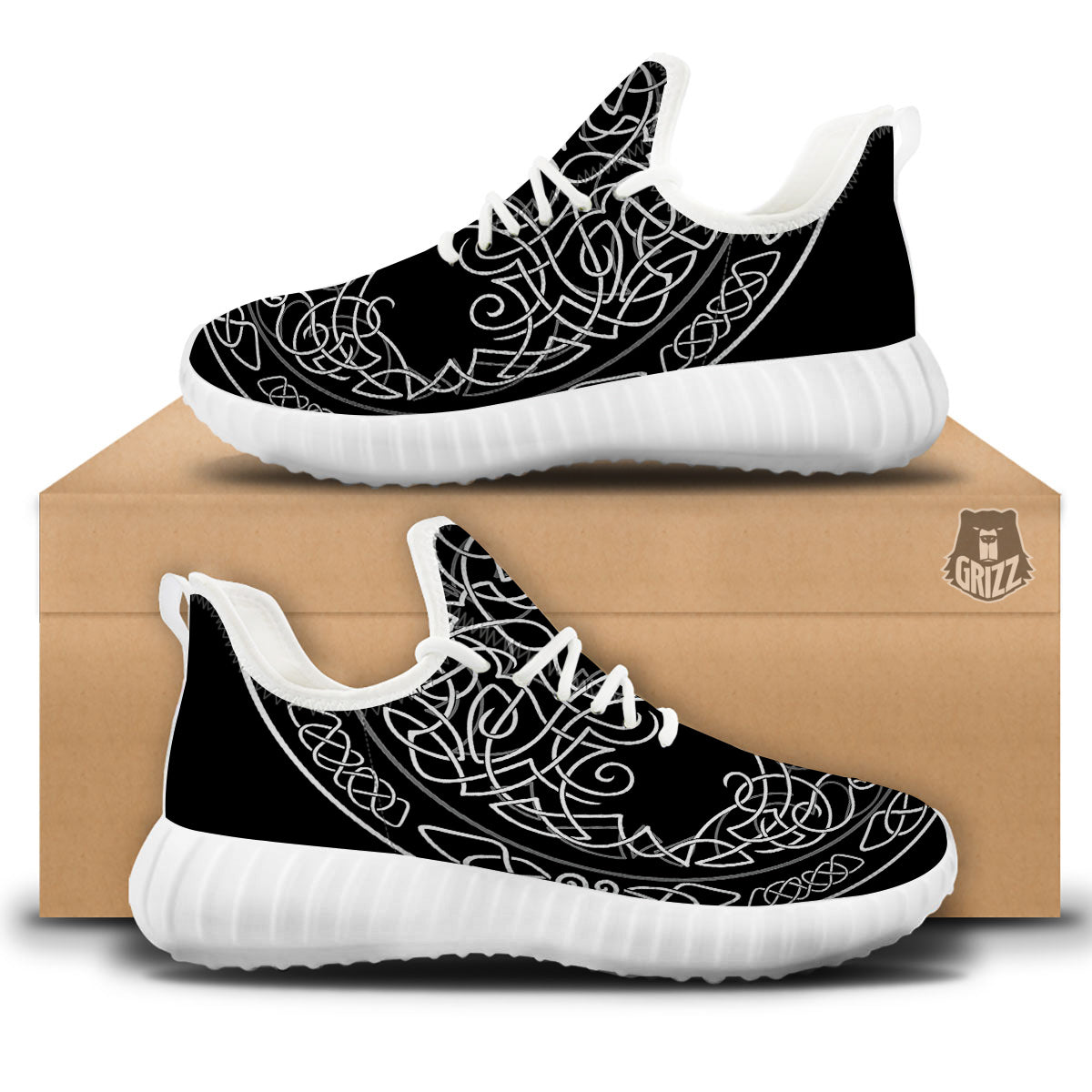 Tree Of Life Celtic Knot Print White Walking Shoes-grizzshop