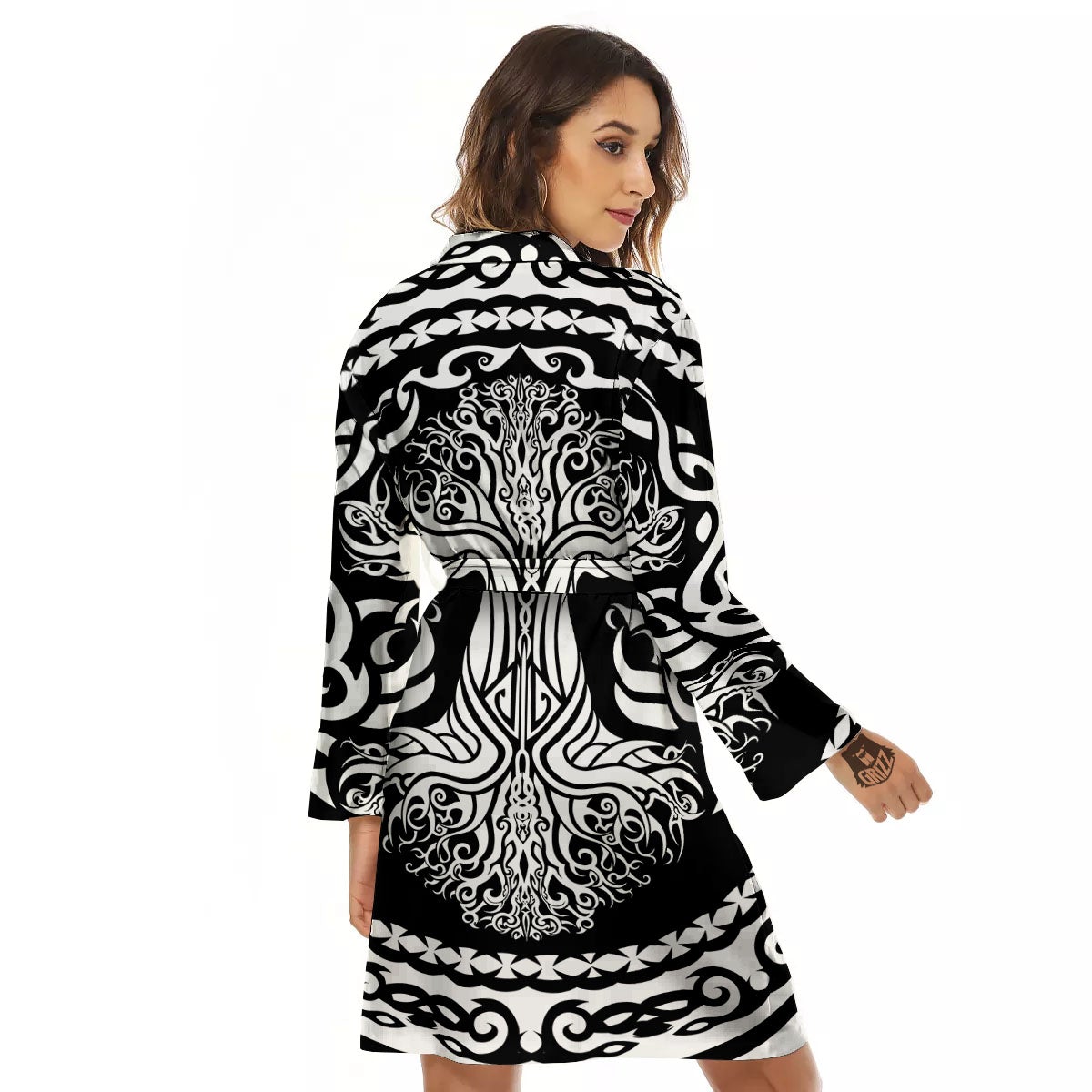 Tree Of Life Viking Print Women's Robe-grizzshop