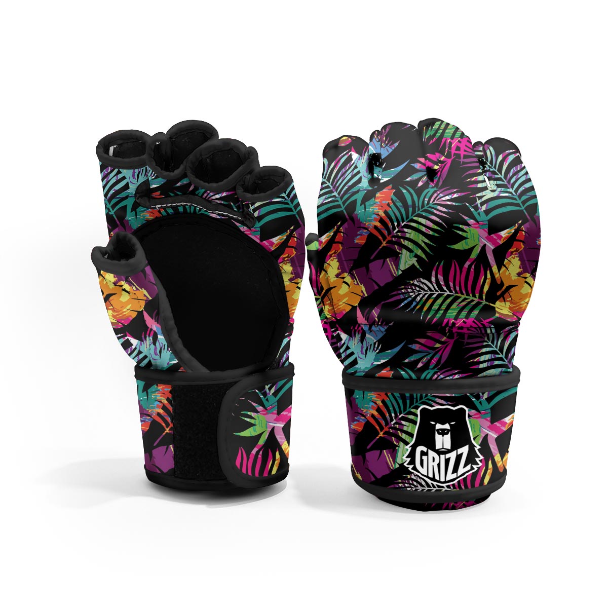 Tree Palm Trippy Print Pattern MMA Gloves-grizzshop