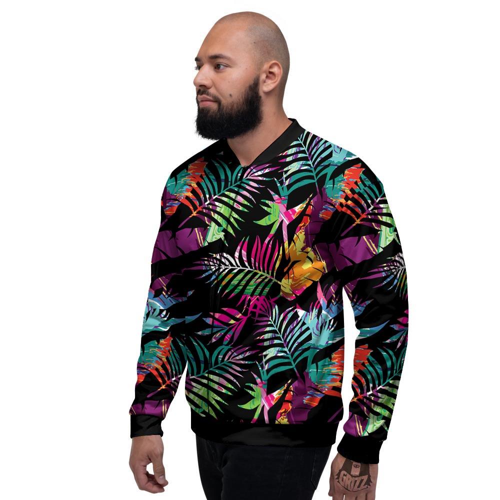 Tree Palm Trippy Print Pattern Men's Bomber Jacket-grizzshop
