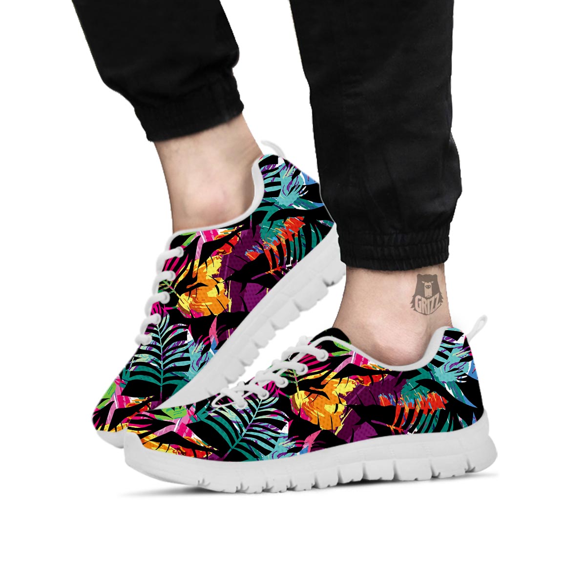 Tree Palm Trippy Print Pattern White Sneaker-grizzshop