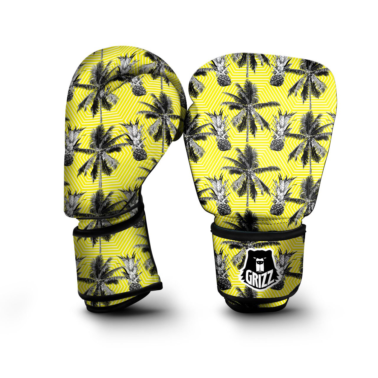 Tree Palm Yellow Print Pattern Boxing Gloves-grizzshop