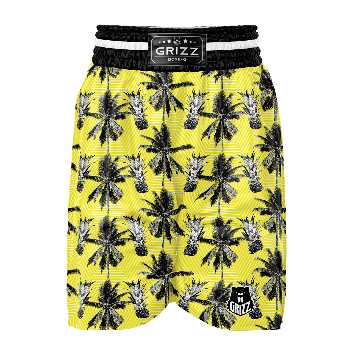 Tree Palm Yellow Print Pattern Boxing Shorts-grizzshop