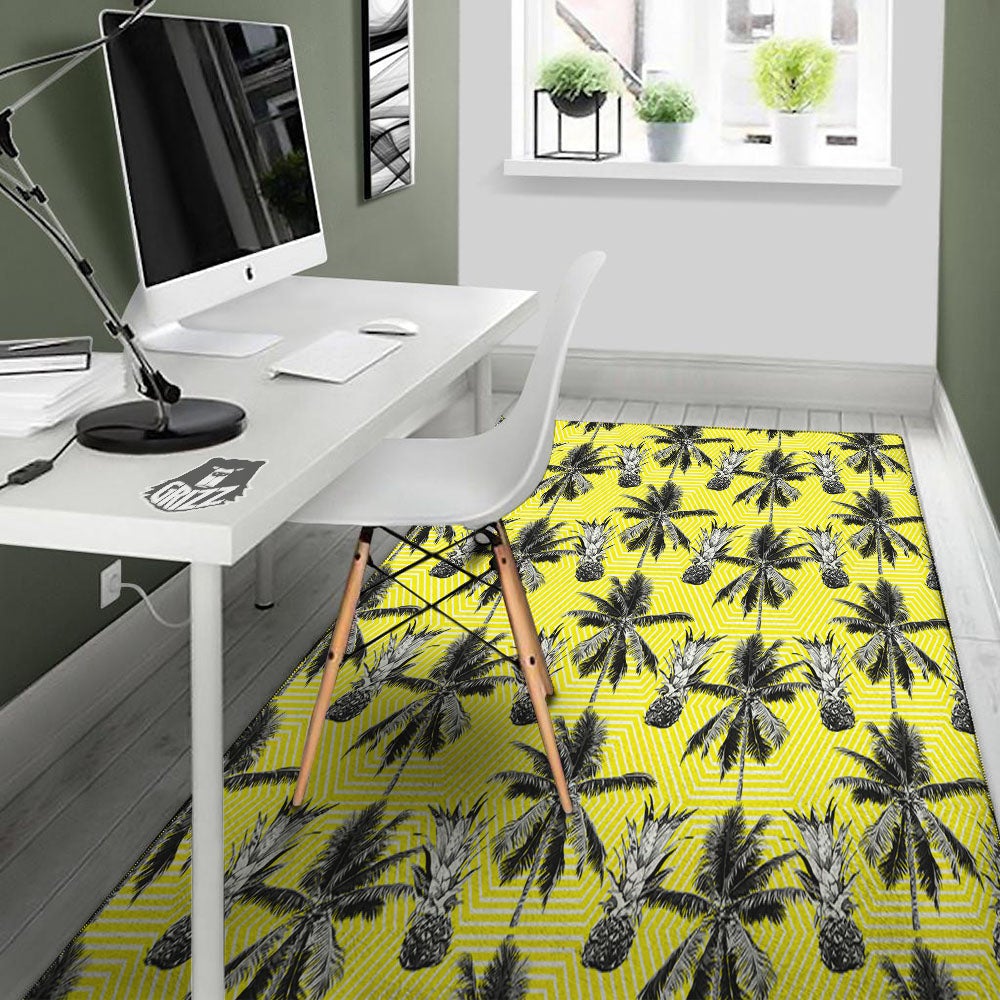 Tree Palm Yellow Print Pattern Floor Mat-grizzshop