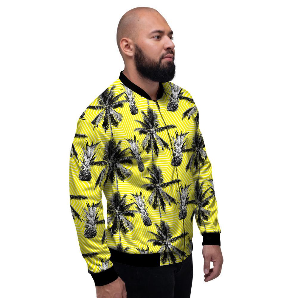 Tree Palm Yellow Print Pattern Men's Bomber Jacket-grizzshop