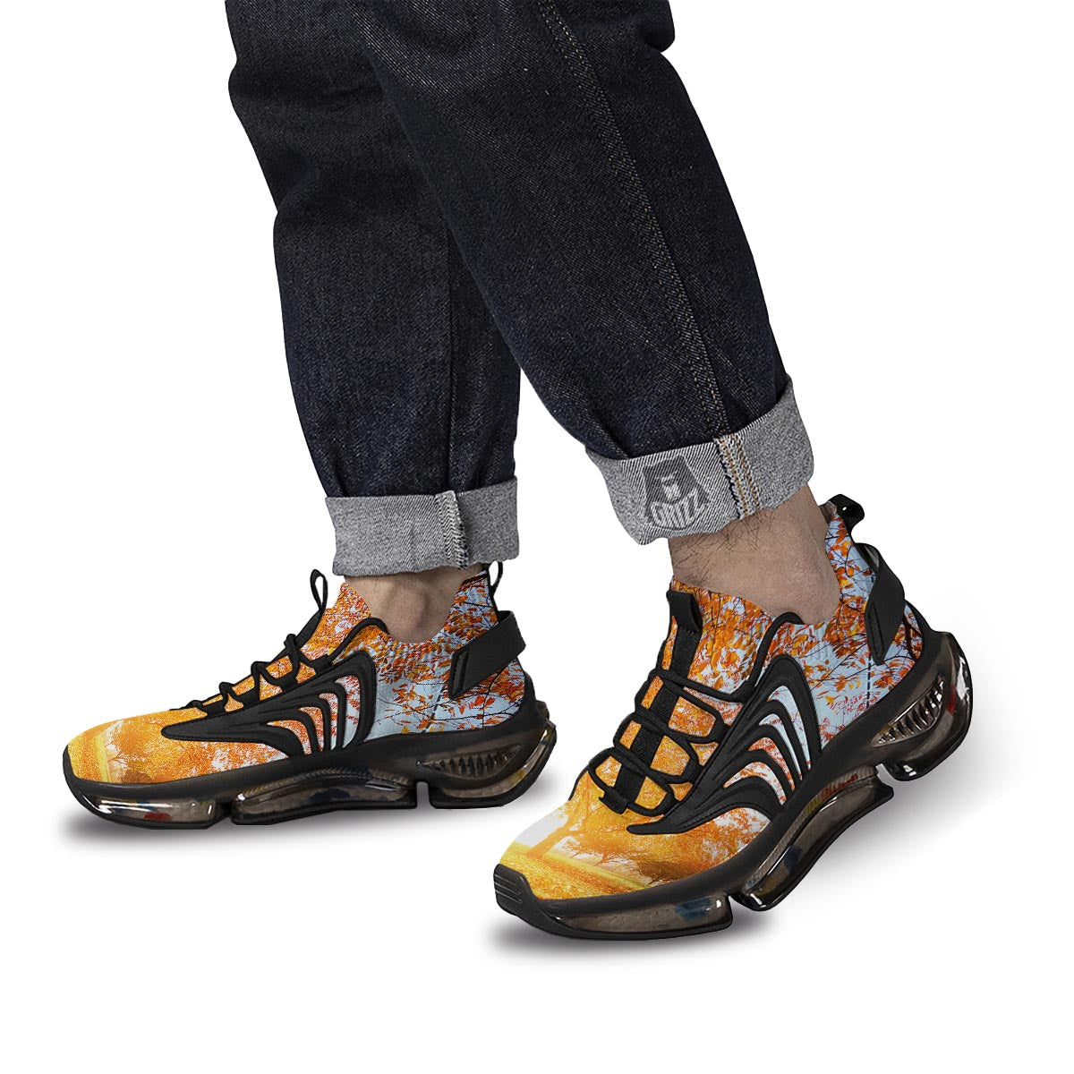 Tree Sunshine Autumn Print Black Gym Shoes-grizzshop