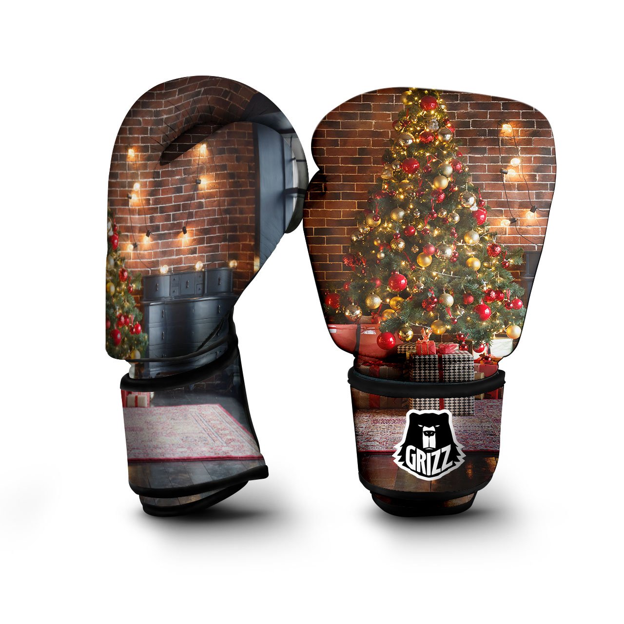 Tree Xmas Print Boxing Gloves-grizzshop