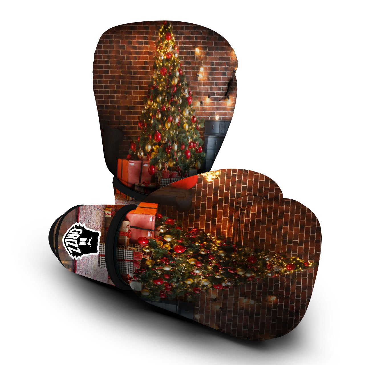 Tree Xmas Print Boxing Gloves-grizzshop