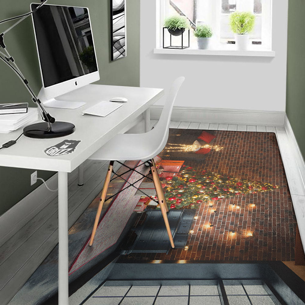 Tree Xmas Print Floor Mat-grizzshop