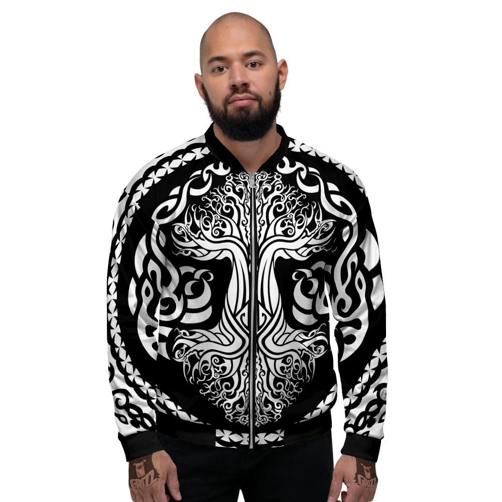 Tree Of Life Viking Print Men's Bomber Jacket-grizzshop