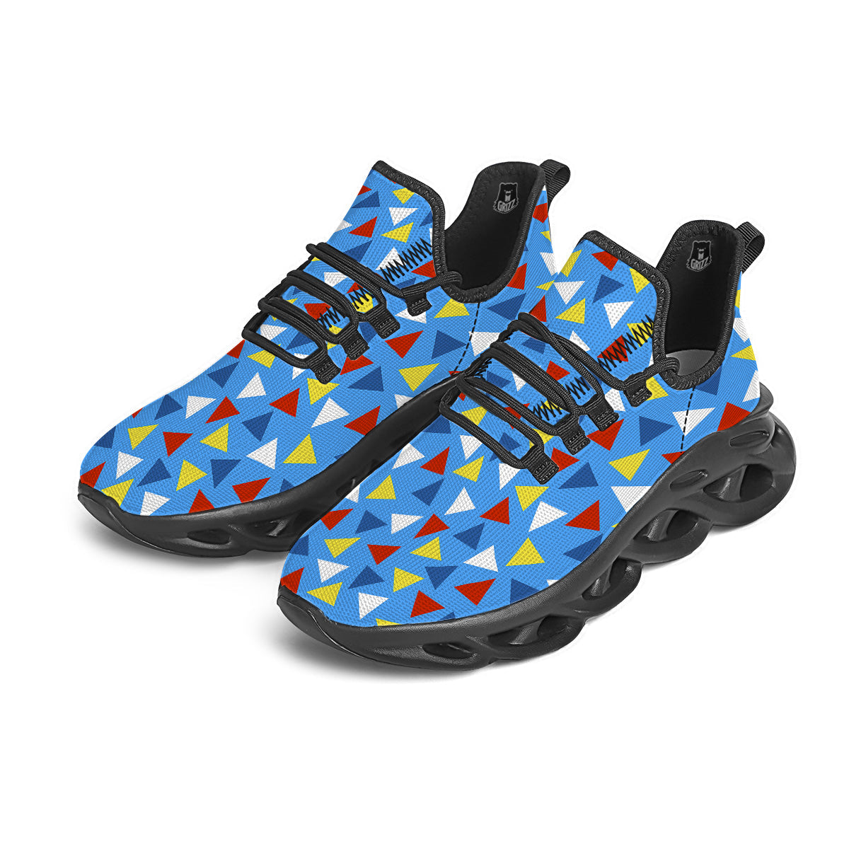 Triangle Autism Awareness Color Print Pattern Black Running Shoes-grizzshop
