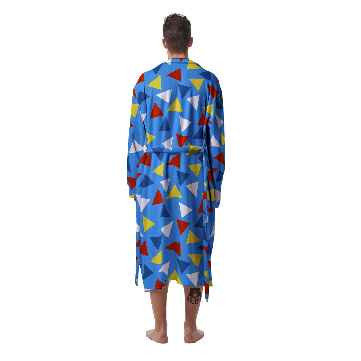 Triangle Autism Awareness Color Print Pattern Men's Robe-grizzshop