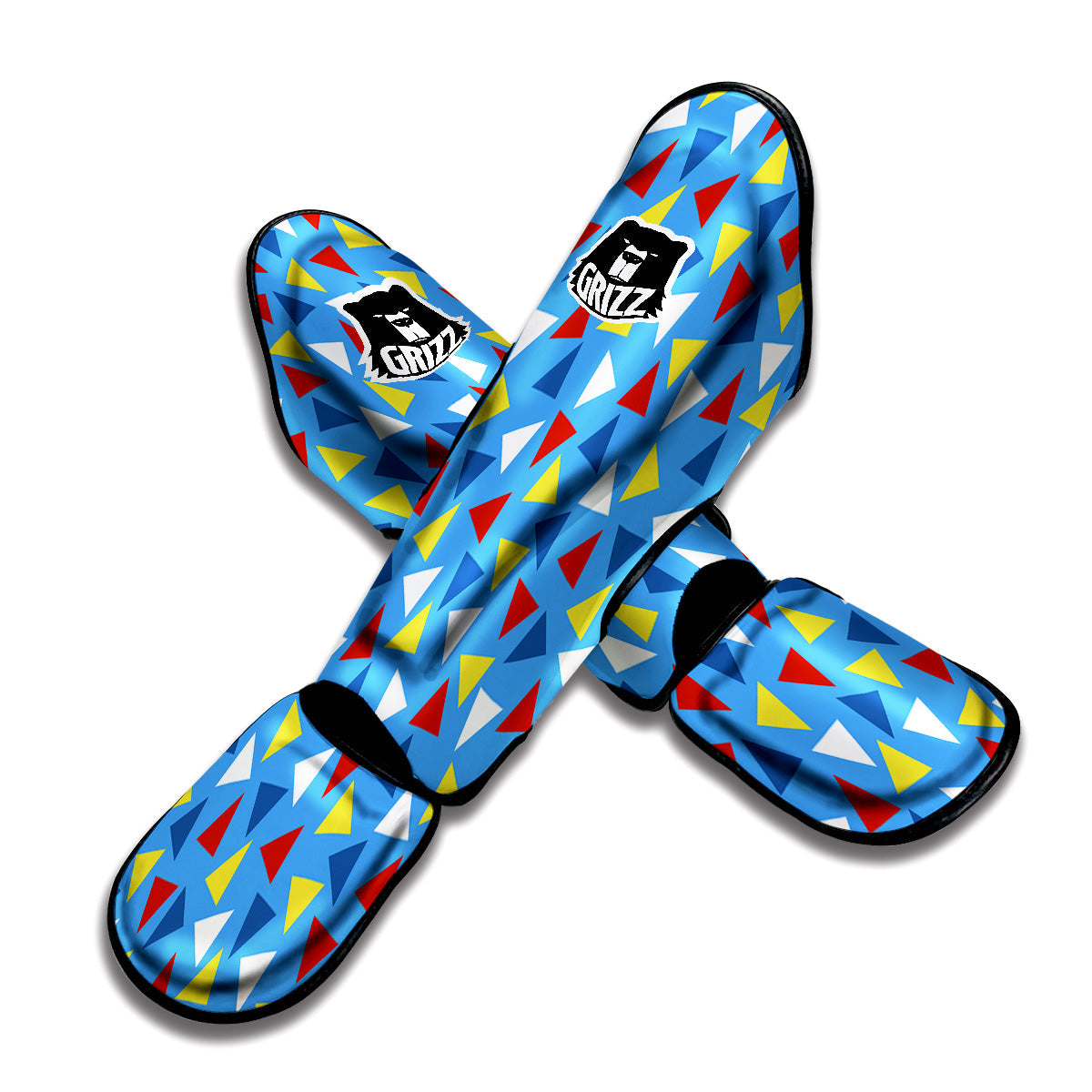 Triangle Autism Awareness Color Print Pattern Muay Thai Shin Guards-grizzshop