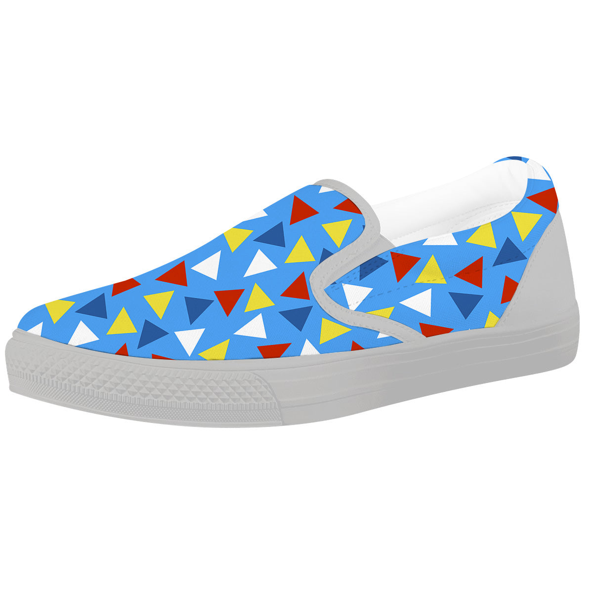 Triangle Autism Awareness Color Print Pattern White Slip On Shoes-grizzshop