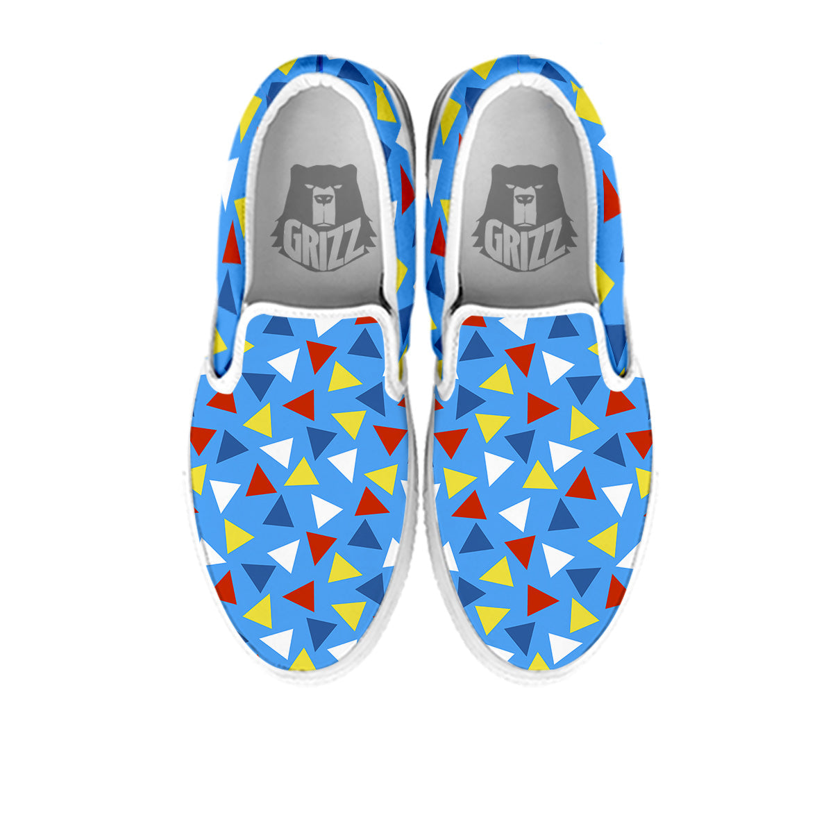 Triangle Autism Awareness Color Print Pattern White Slip On Shoes-grizzshop